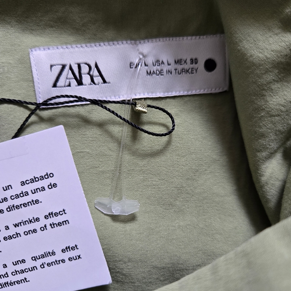 Zara Green Yoke Detail Pleated Skirt ZW Collection Size Large - Picture 14 of 16